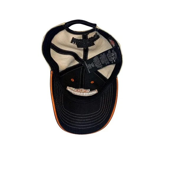 Harley-Davidson Hat Oconomowoc WI Wisconsin Mesh Trucker Cap Black Gold Orange - Picture 6 of 9